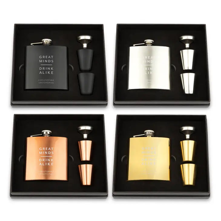 Engraved 6 oz. Stainless Steel Hip Flask Gift Box