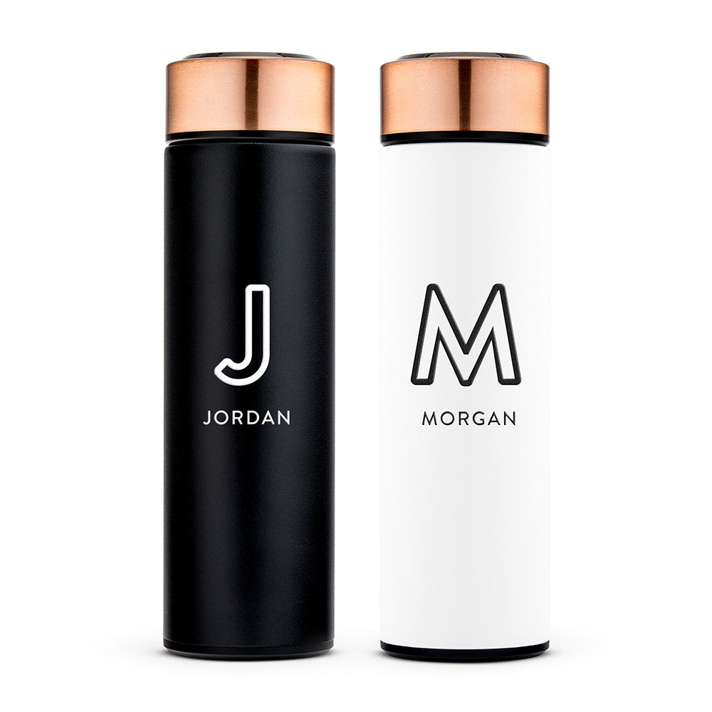 Personalized Stainless Steel Cylinder Travel Bottle - Line Initial - Vispro Designs