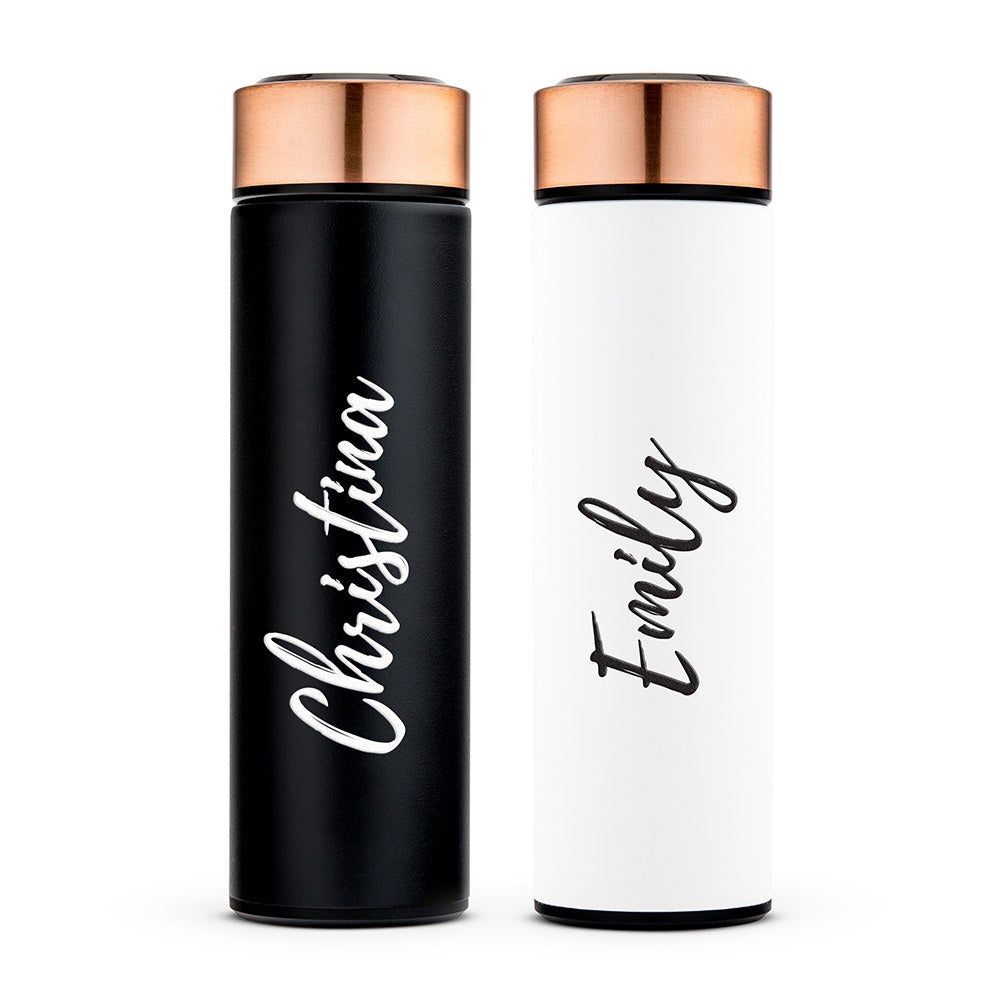 Personalized Stainless Steel Cylinder Travel Bottle - Calligraphy - Vispro Designs