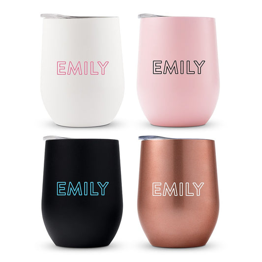 Personalized Stemless Travel Tumbler - Line Monogram Printing - Vispro Designs
