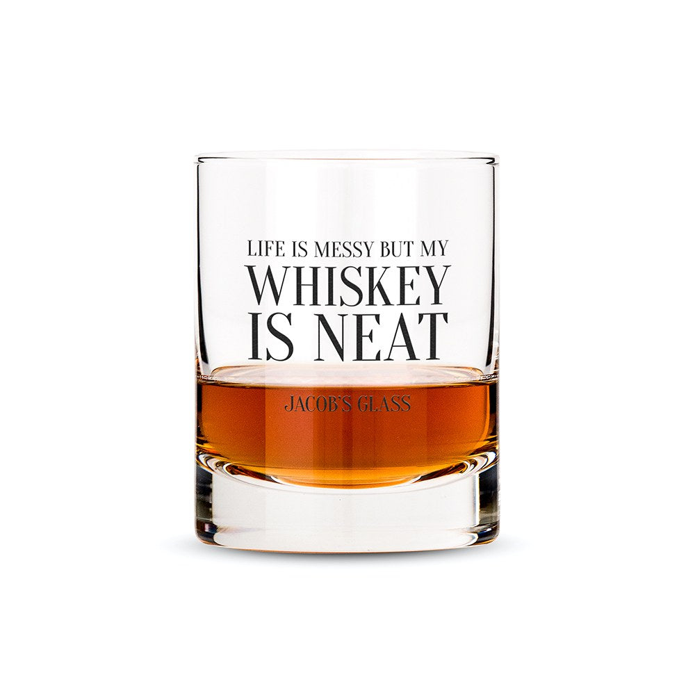 Personalized Whiskey Glasses With Whiskey Is Neat Print - Vispro Designs