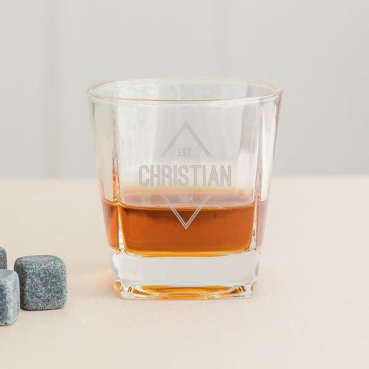 Personalized Square 8 Oz Whiskey Glass - Vispro Designs