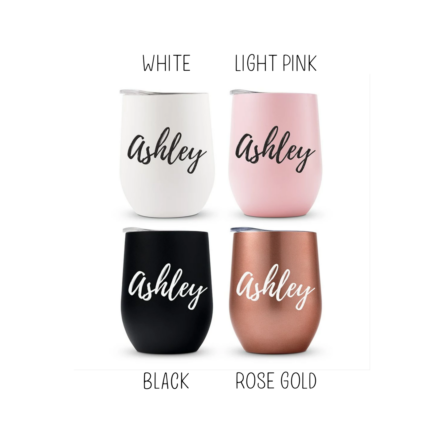 Personalized Stemless Travel Tumbler - Calligraphy Printing - Vispro Designs