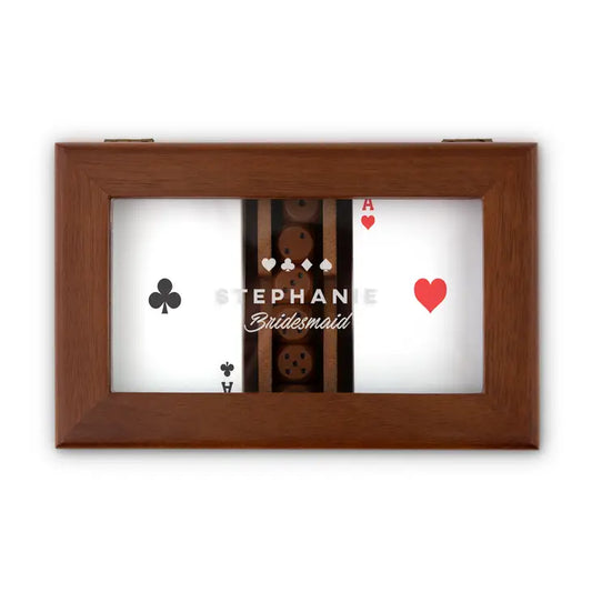 Personalized 2-Deck Wood Box for Playing Cards with Engraved Lid