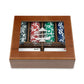 Personalized 2-Deck Wood Box for Playing Cards with 120 Piece Poker Chip Set