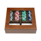 Personalized 2-Deck Wood Box for Playing Cards with 120 Piece Poker Chip Set