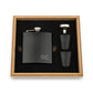 Engraved Wood Gift Box & 6 oz. Black Metal Hip Flask Set