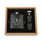 Engraved Wood Gift Box & 6 oz. Black Metal Hip Flask Set