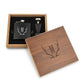 Engraved Wood Gift Box & 6 oz. Black Metal Hip Flask Set