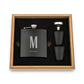 Engraved Wood Gift Box & 6 oz. Black Metal Hip Flask Set