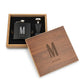 Engraved Wood Gift Box & 6 oz. Black Metal Hip Flask Set