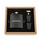 Engraved Wood Gift Box & 6 oz. Black Metal Hip Flask Set