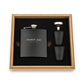 Engraved Wood Gift Box & 6 oz. Black Metal Hip Flask Set