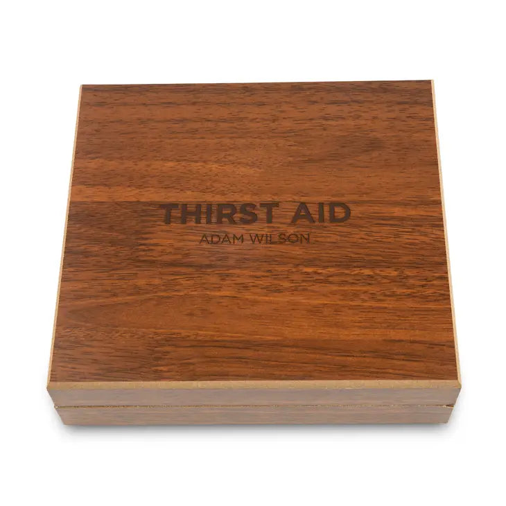 Engraved Wood Gift Box & 6 oz. Black Metal Hip Flask Set