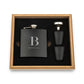 Engraved Wood Gift Box & 6 oz. Black Metal Hip Flask Set