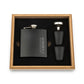 Engraved Wood Gift Box & 6 oz. Black Metal Hip Flask Set