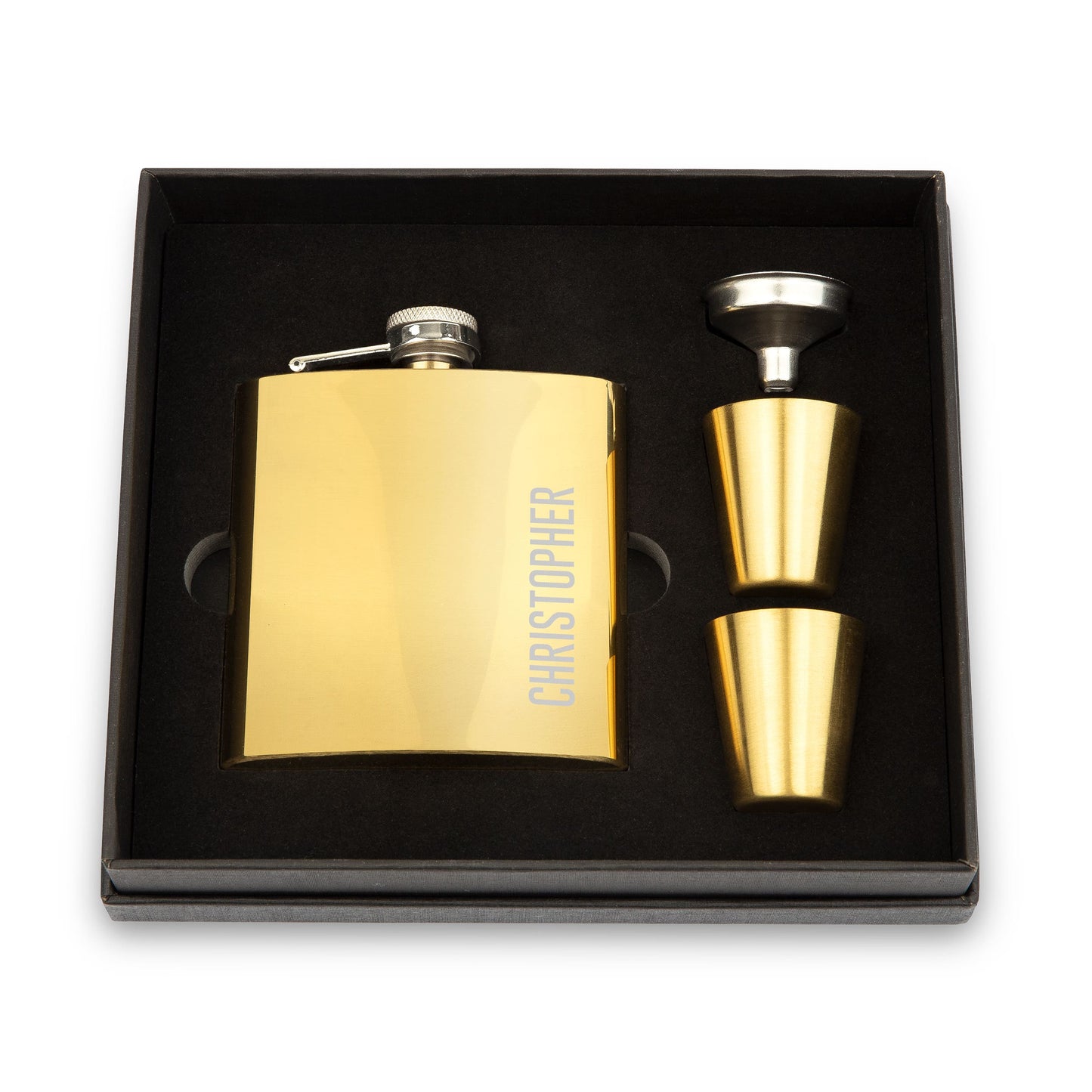 Engraved 6 oz. Stainless Steel Hip Flask Gift Box