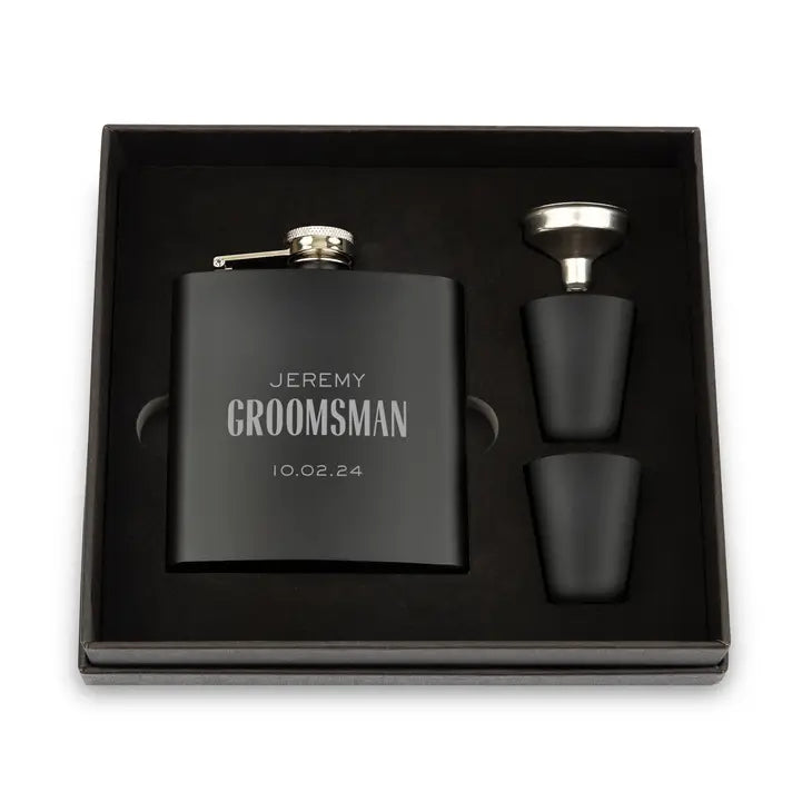 Engraved 6 oz. Stainless Steel Hip Flask Gift Box