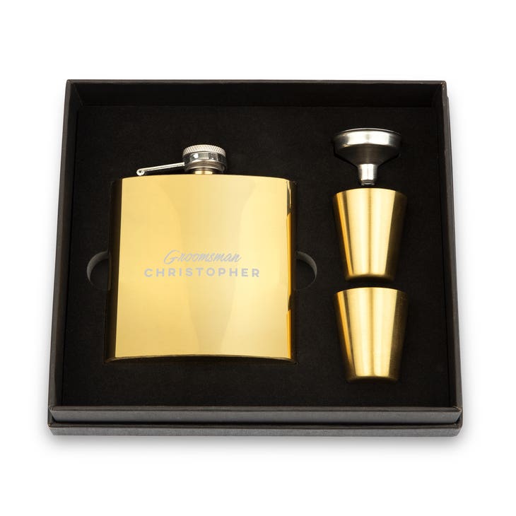 Engraved 6 oz. Stainless Steel Hip Flask Gift Box