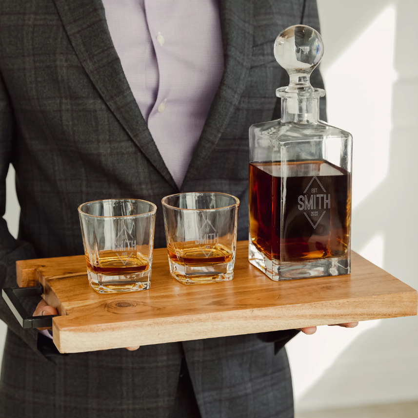 Custom Engraved Whiskey Decanter Gift Set
