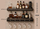 Handcrafted Wood Wine Rack | Rustic Wall Mounted Bar Shelf, Stemware Holder