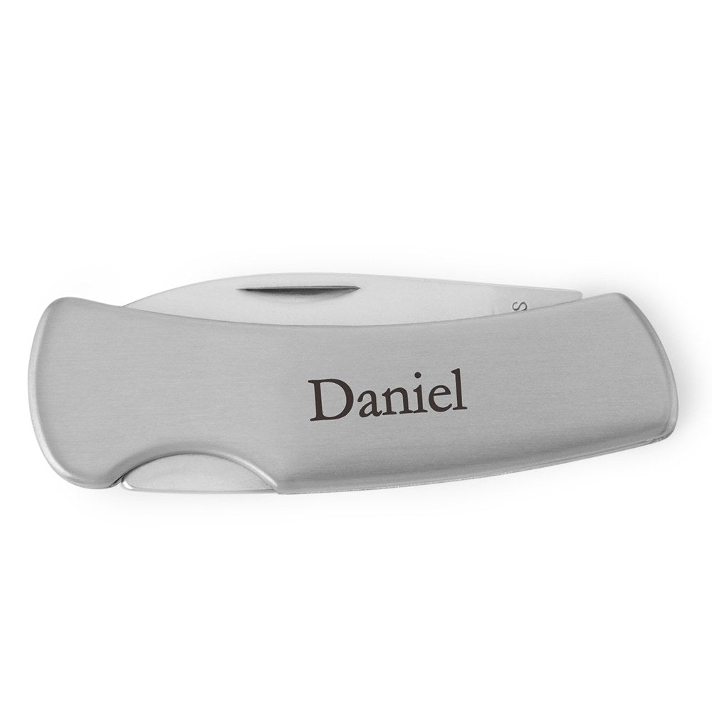 Personalized Stainless Steel Locking Blade Pocket Knife - Monogram Engraved - Vispro Designs