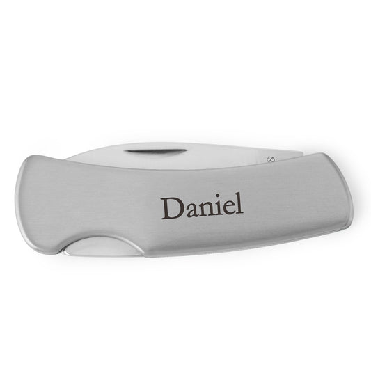 Personalized Stainless Steel Locking Blade Pocket Knife - Monogram Engraved - Vispro Designs