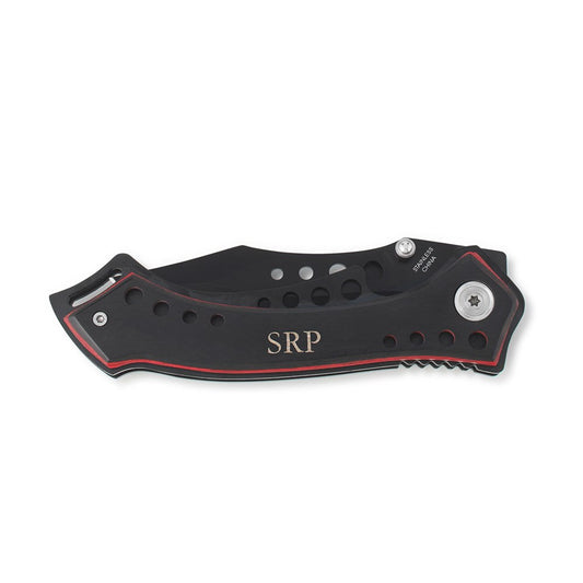 Personalized Black Pocket Knife - Monogram Engraved - Vispro Designs