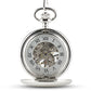 Personalized Silver Mechanical Pocket Watch & Fob - Sans Serif Monogram - Vispro Designs