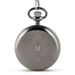 Personalized Gunmetal Mechanical Pocket Watch & Fob - Diamond Emblem Monogram - Vispro Designs