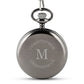 Personalized Gunmetal Mechanical Pocket Watch & Fob - Wrap Text Monogram - Vispro Designs