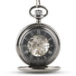 Personalized Gunmetal Mechanical Pocket Watch & Fob - Diamond Emblem Monogram - Vispro Designs