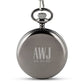 Personalized Gunmetal Mechanical Pocket Watch & Fob - Sans Serif Monogram - Vispro Designs