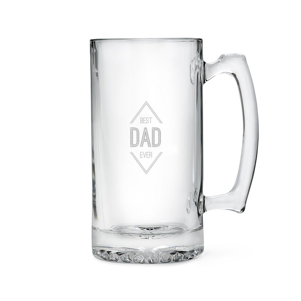 Personalized Large Glass Beer Mug – Best Dad Ever Engraving - Vispro Designs