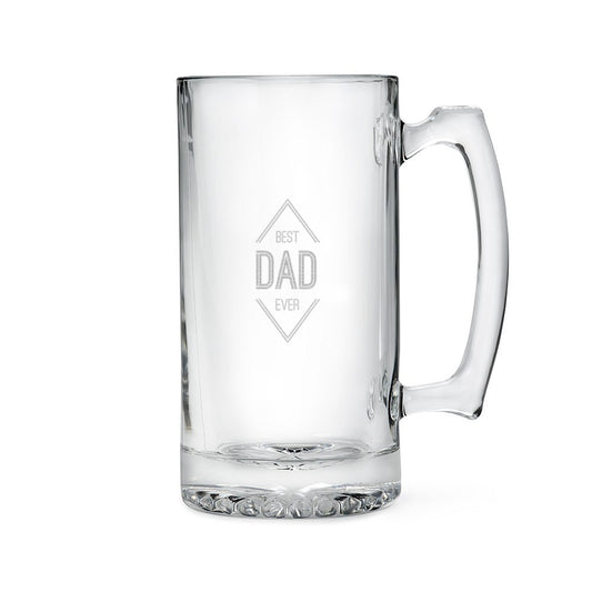 Personalized Large Glass Beer Mug – Best Dad Ever Engraving - Vispro Designs