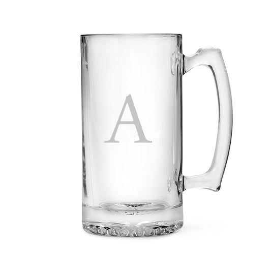 Personalized Large Glass Beer Mug – Monogram Engraving - Vispro Designs