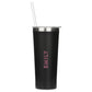 Personalized Black Stainless Steel Drink Tumbler - Line Monogram Print - Vispro Designs