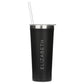 Personalized Black Stainless Steel Drink Tumbler - Contemprary Vertical Print - Vispro Designs