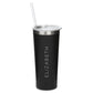 Personalized Black Stainless Steel Drink Tumbler - Contemprary Vertical Print - Vispro Designs