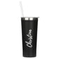 Personalized Black Stainless Steel Drink Tumbler - Calligraphy Print - Vispro Designs