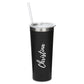 Personalized Black Stainless Steel Drink Tumbler - Calligraphy Print - Vispro Designs