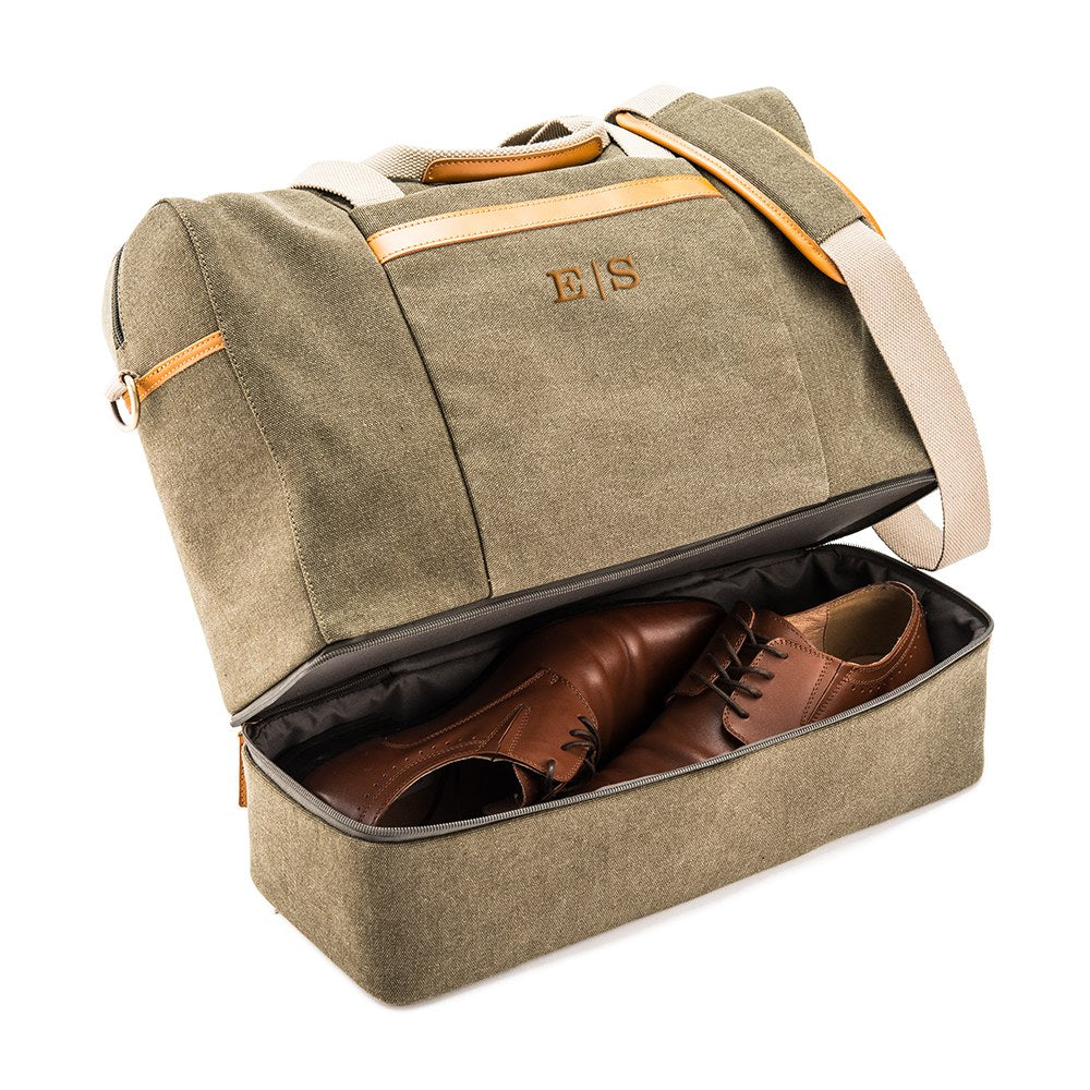 Weekend Carry On Bag - Genuine Leather & Canvas - Vispro Designs