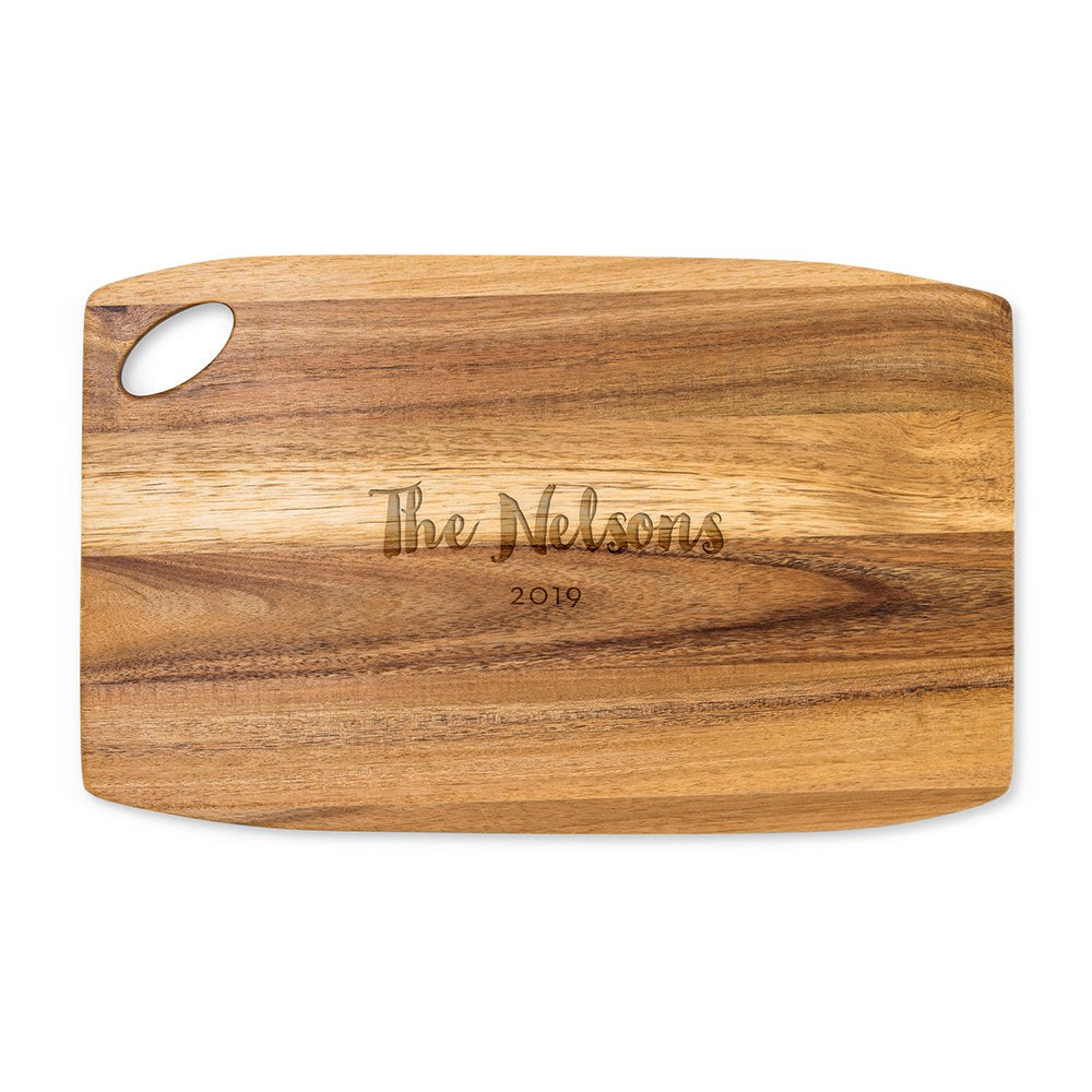 Personalized Wooden Rounded Rectangle Cutting & Serving Board - Retro Script - Vispro Designs