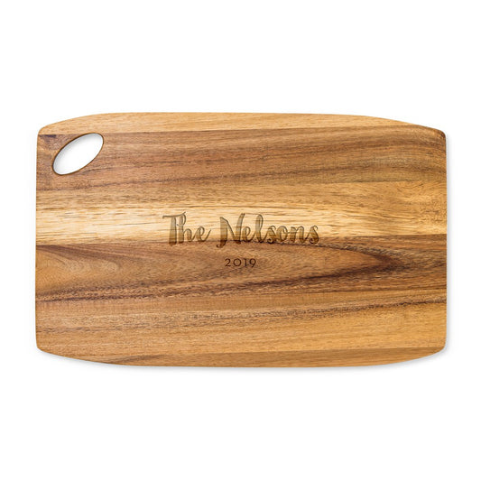Personalized Wooden Rounded Rectangle Cutting & Serving Board - Retro Script - Vispro Designs