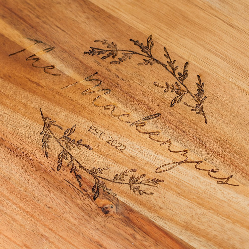 Personalized Wooden Rounded Rectangle Cutting & Serving Board - Signature Script - Vispro Designs