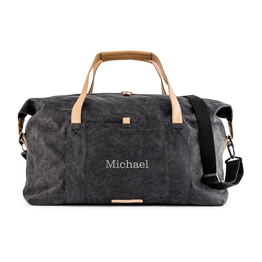 Large Personalized Canvas Travel Duffle Bag - Black - Vispro Designs