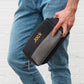Personalized Men's Travel Toiletry Bag - Black & Gray Canvas - Vispro Designs
