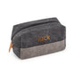 Personalized Men's Travel Toiletry Bag - Black & Gray Canvas - Vispro Designs