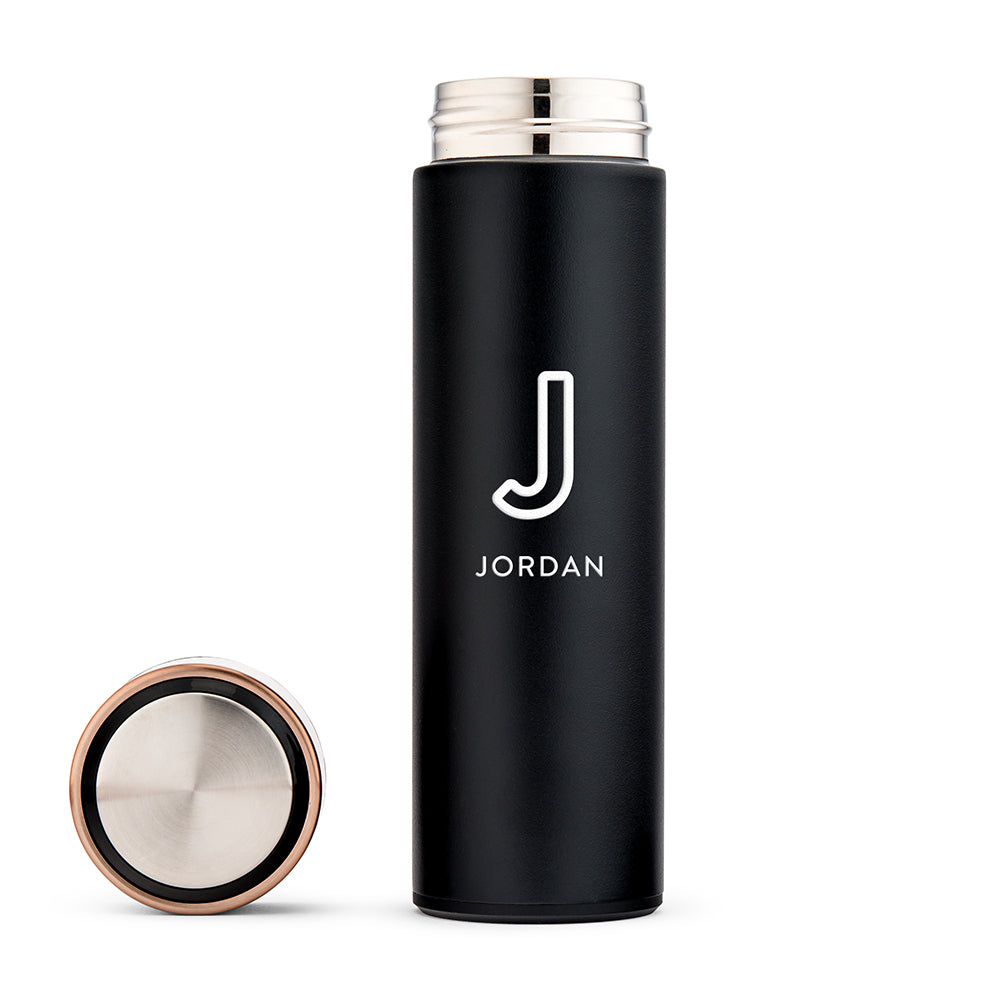 Personalized Stainless Steel Cylinder Travel Bottle - Line Initial - Vispro Designs