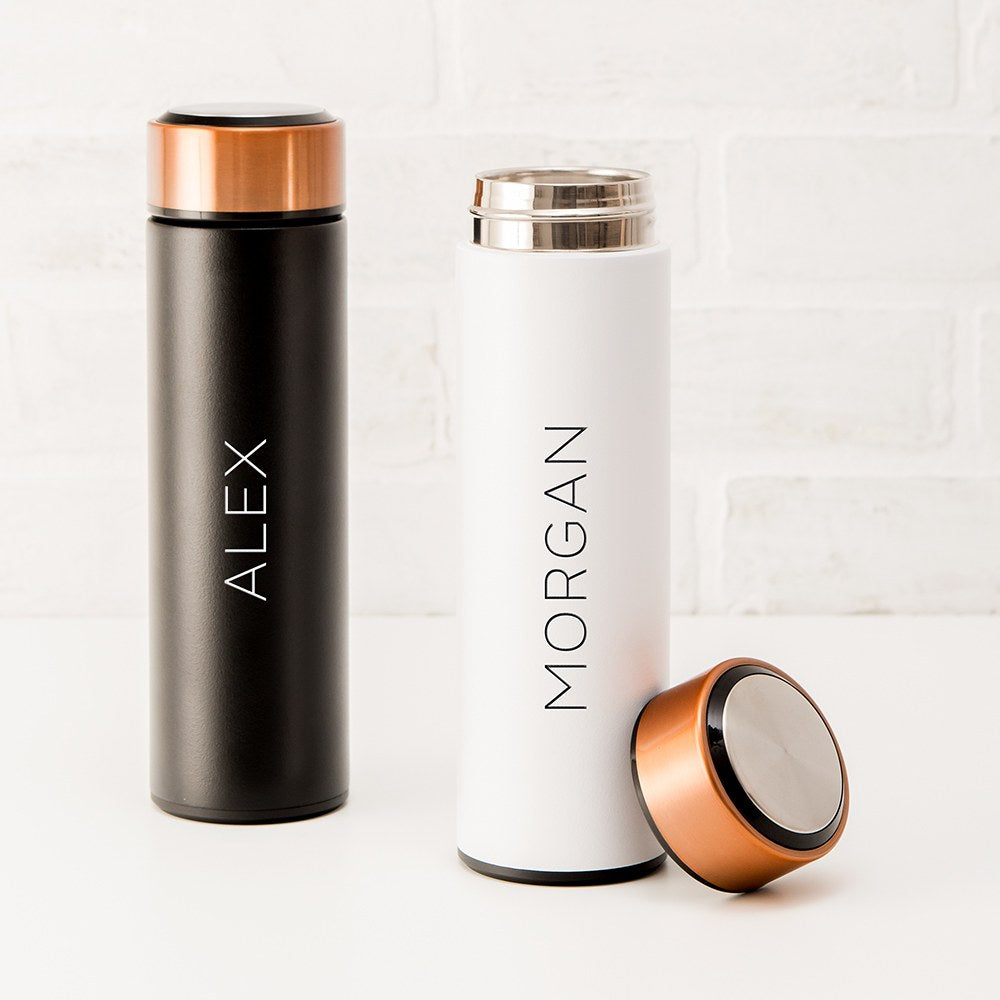 Personalized Stainless Steel Cylinder Travel Bottle - Contemporary Vertical - Vispro Designs